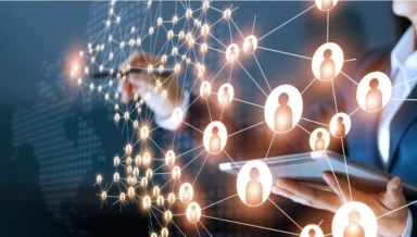 Business woman drawing global structure networking and data exchanges picture id914788012