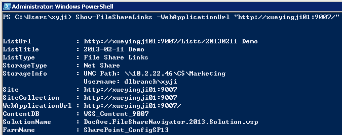 DocAve File Share Navigator PowerShell Support