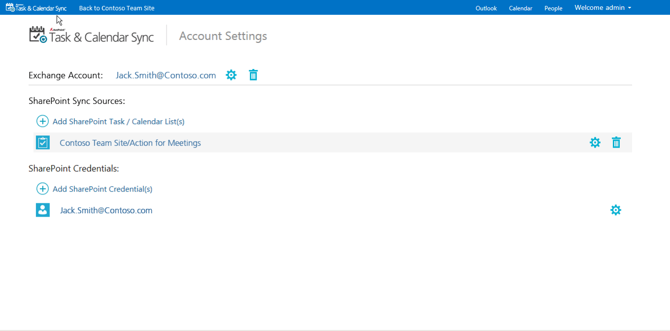 Figure 2: AvePoint Task & Calendar Sync synchs SharePoint projects, action items, and meetings into Exchange accounts