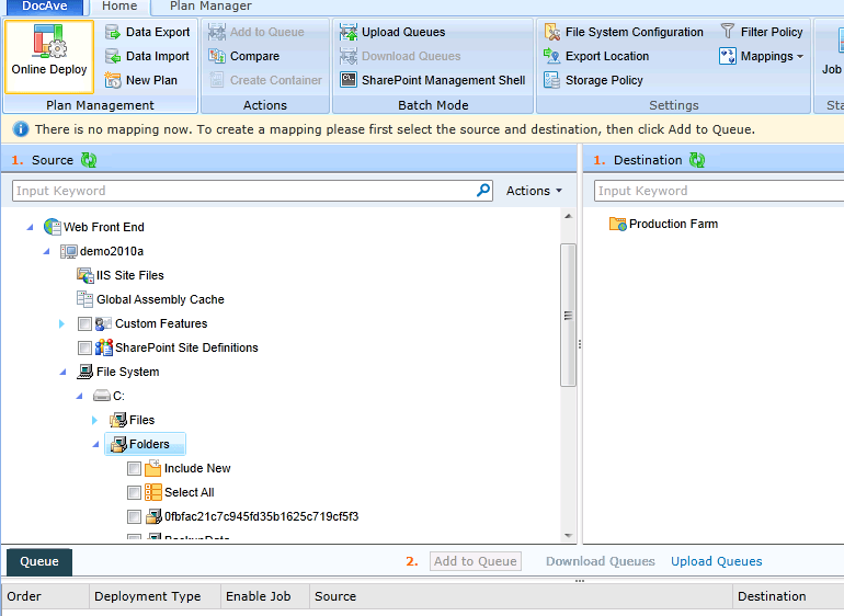 Figure 3: Files from the local Web-Front-End file system can now be added to deployment plans.