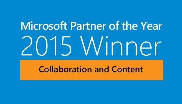 Microsoft Partner of the Year 2015 Winner for Collaboration and Content