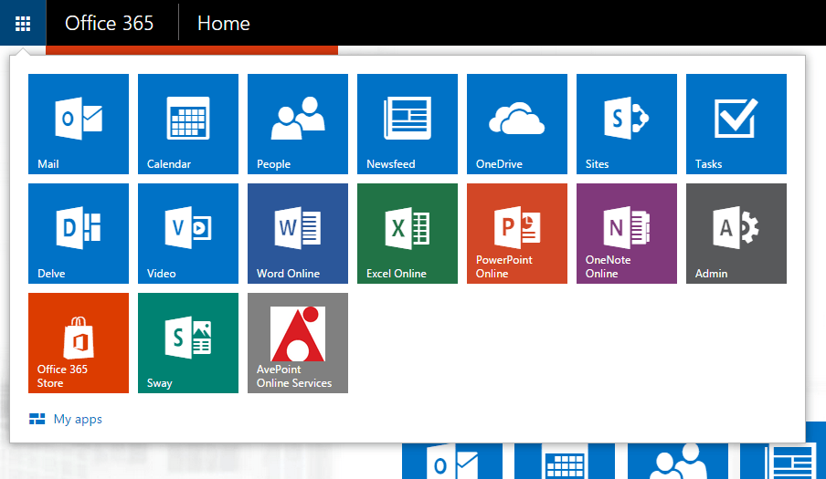 Direct access to AvePoint Online Services from your Office 365 app launcher.