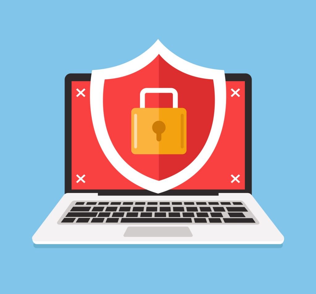 secure laptop locked data and privet information protection concept vector id859482398