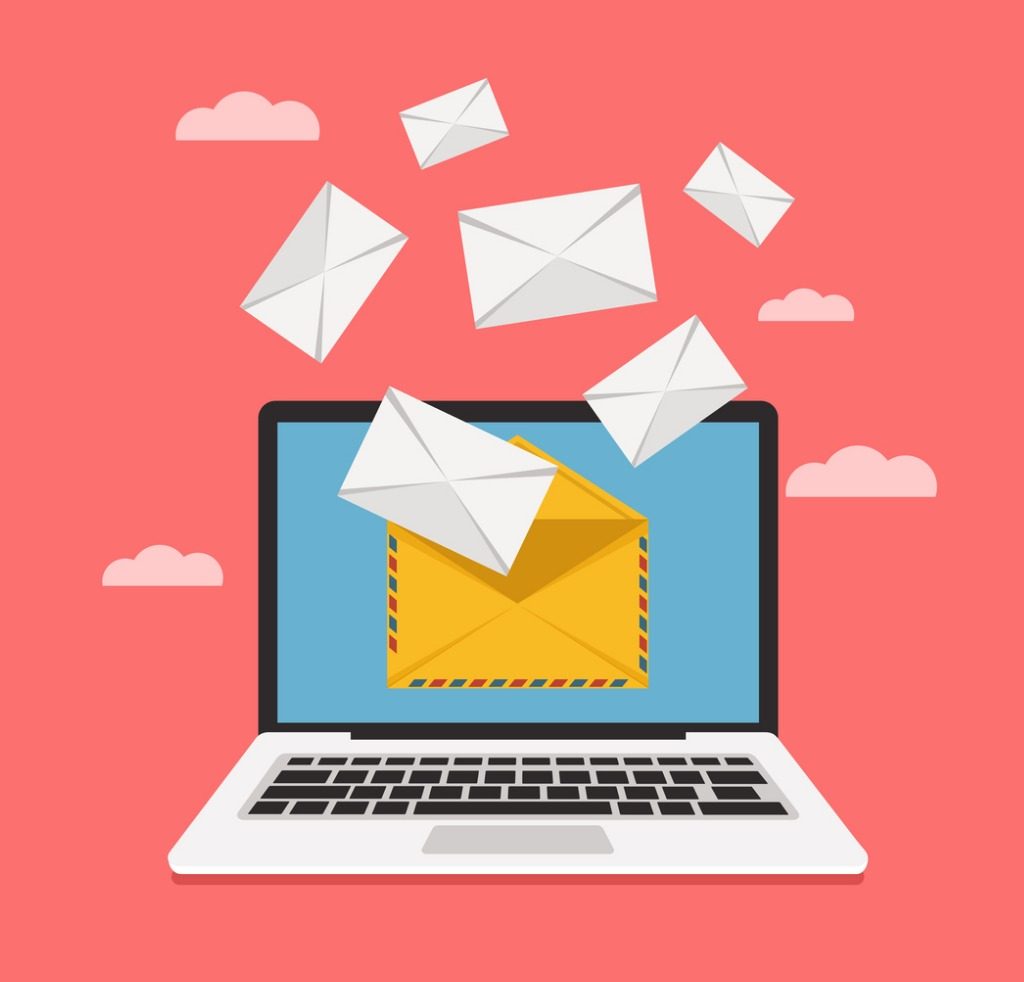 laptop get email envelope on personal post on screen vector id865772834