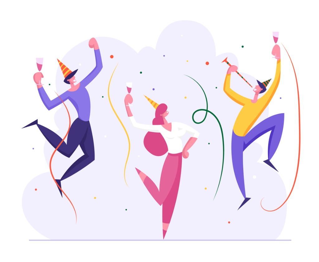 happy business people party celebration cheerful man and woman new vector id1150267849