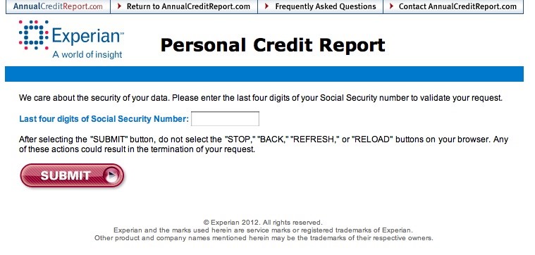 personal credit report