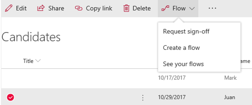 microsoft flow request sign off