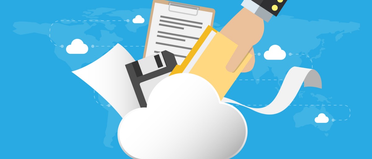 business hand insert document into the cloud with floppy disk and vector id906583430 1