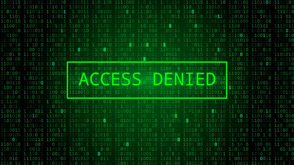binary code on dark green backdrop access denied vector id1142686395