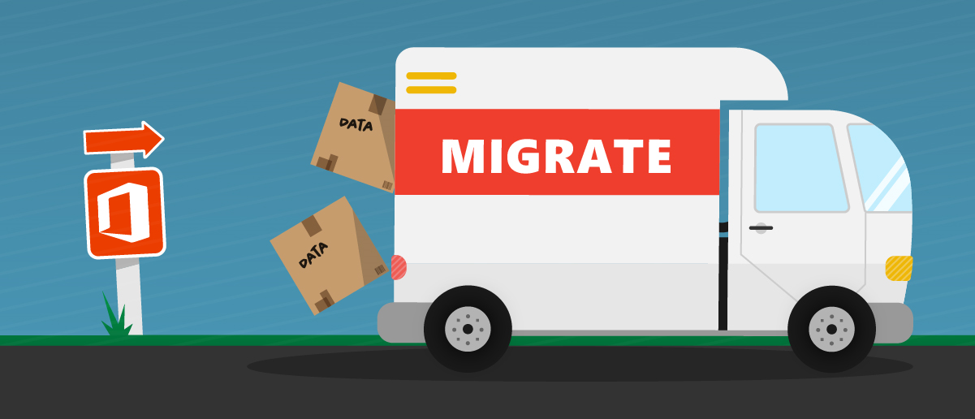migration truck with data cartons