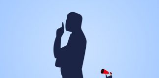 shut up the shadow of the speaker who took the loudspeaker turned a vector id1148168185