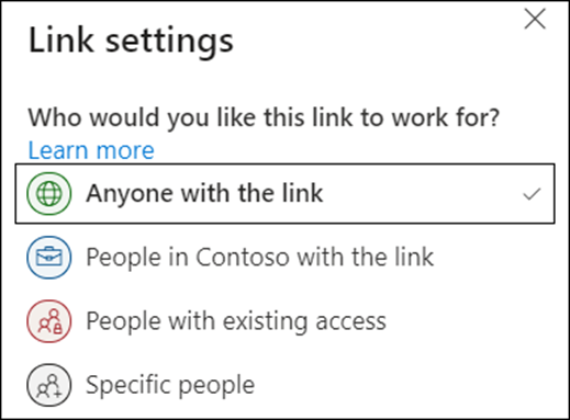 onedrive link settings