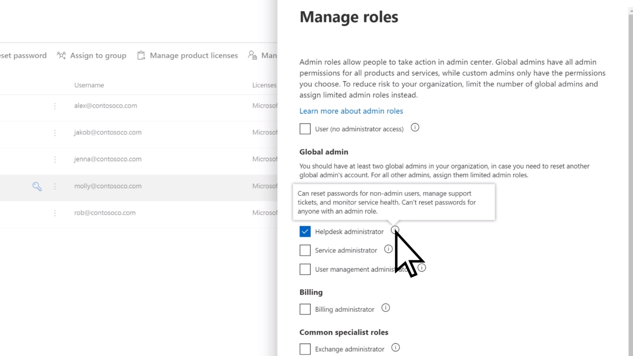 office 365 global admin role management screenshot